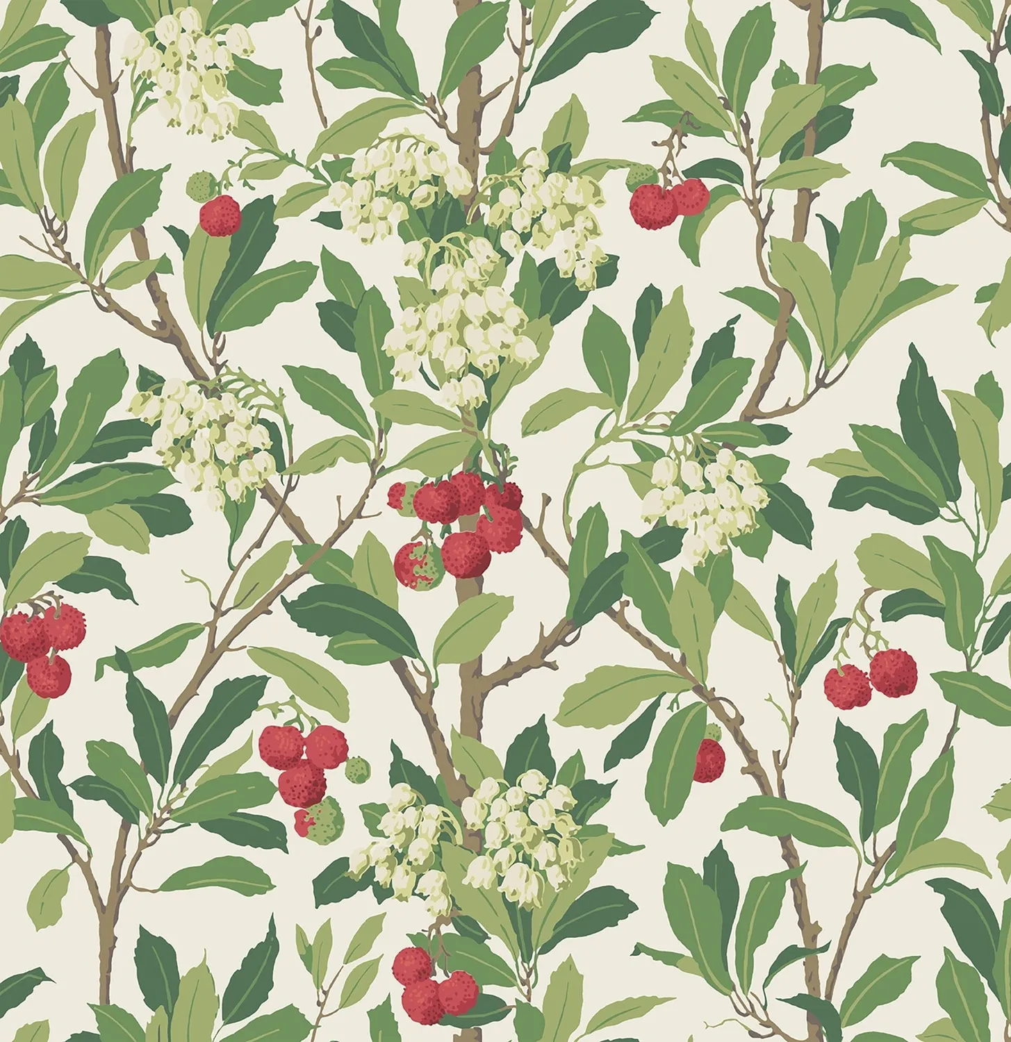 Cole&Son Strawberry Tree Tapete Blockdruck Laubmotiv