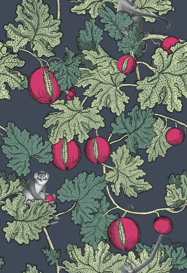Cole & Son Frutto Proibito Tapete Muster Affen Granatapfel