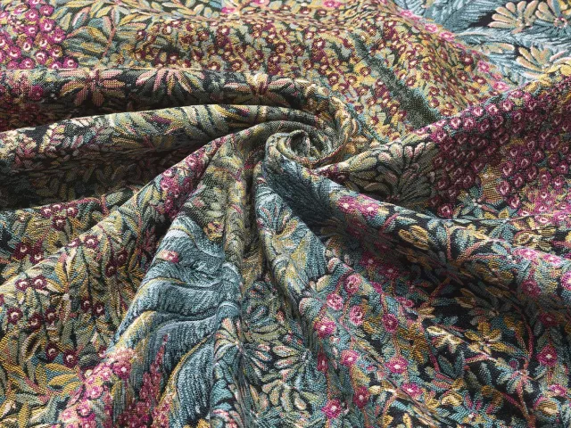 Cole & Son Cascade Jacquard Stoff Blattgrün