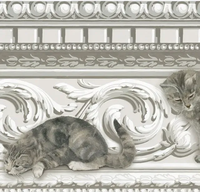 Cole & Son Paddy & Louis Bordüre Linen Katzenmotiv