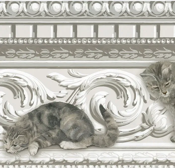 Cole & Son Paddy & Louis Bordüre Linen Katzenmotiv