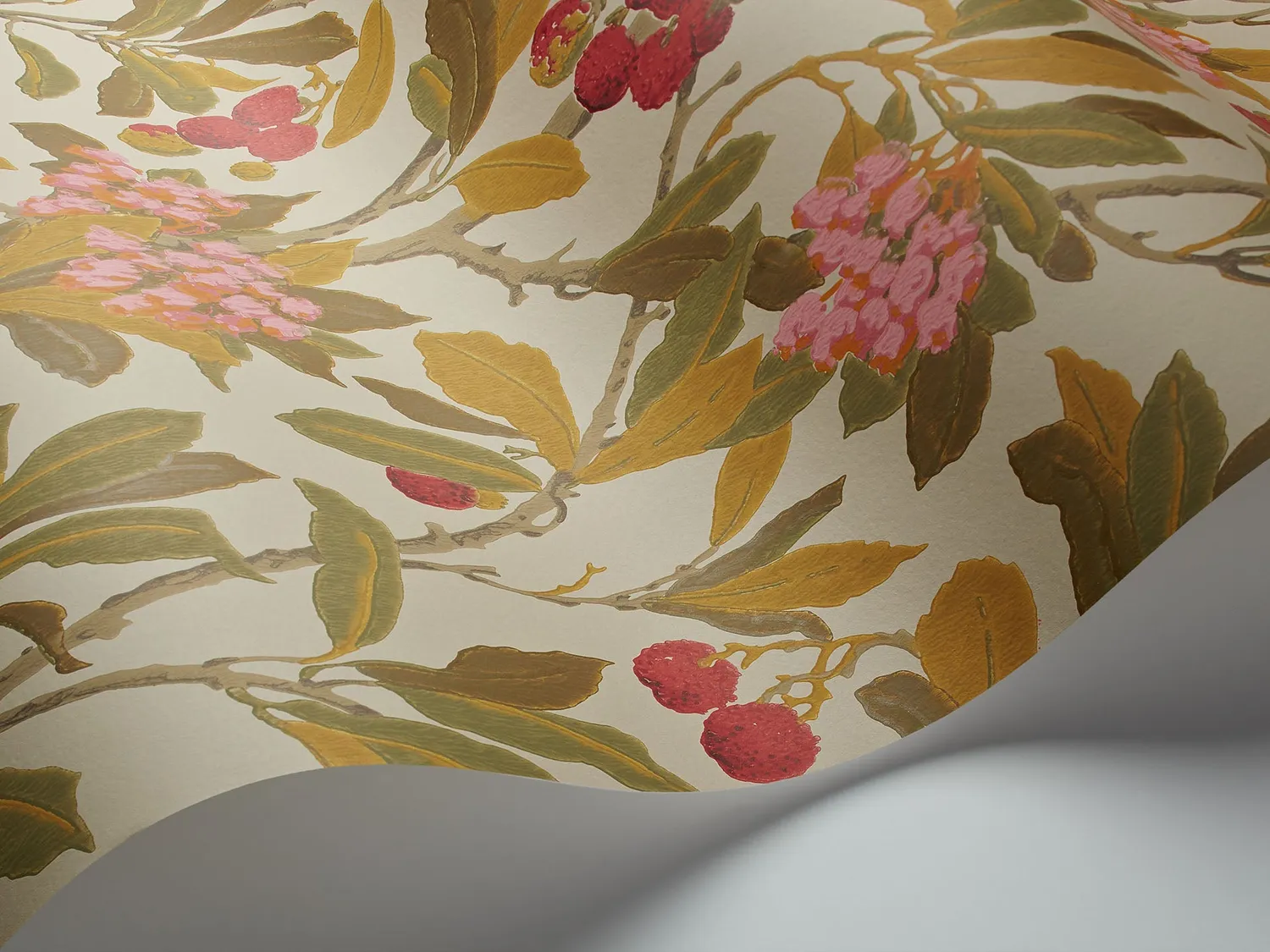 Cole&Son Strawberry Tree Tapete Blockdruck Laubmotiv