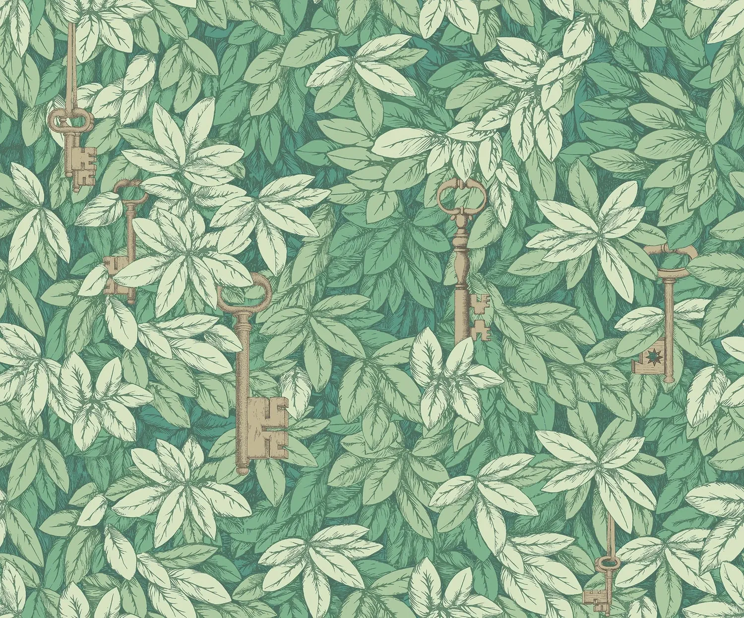 Cole & Son Fornasetti Chiavi Segrete Tapetenmuster Blättermotiv
