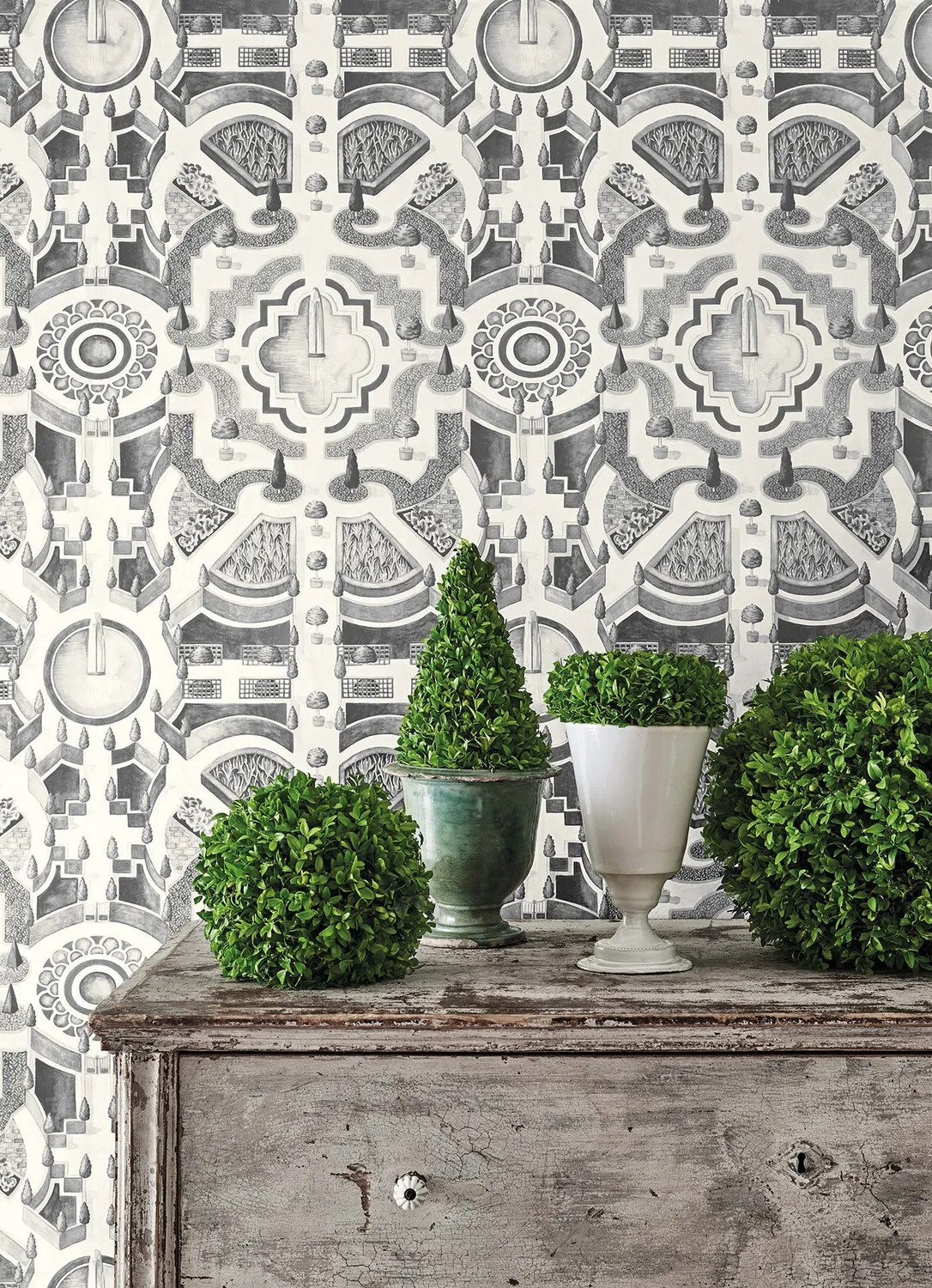Cole&Son Botanica Topiary Tapetenmuster Aquarell-Blätter