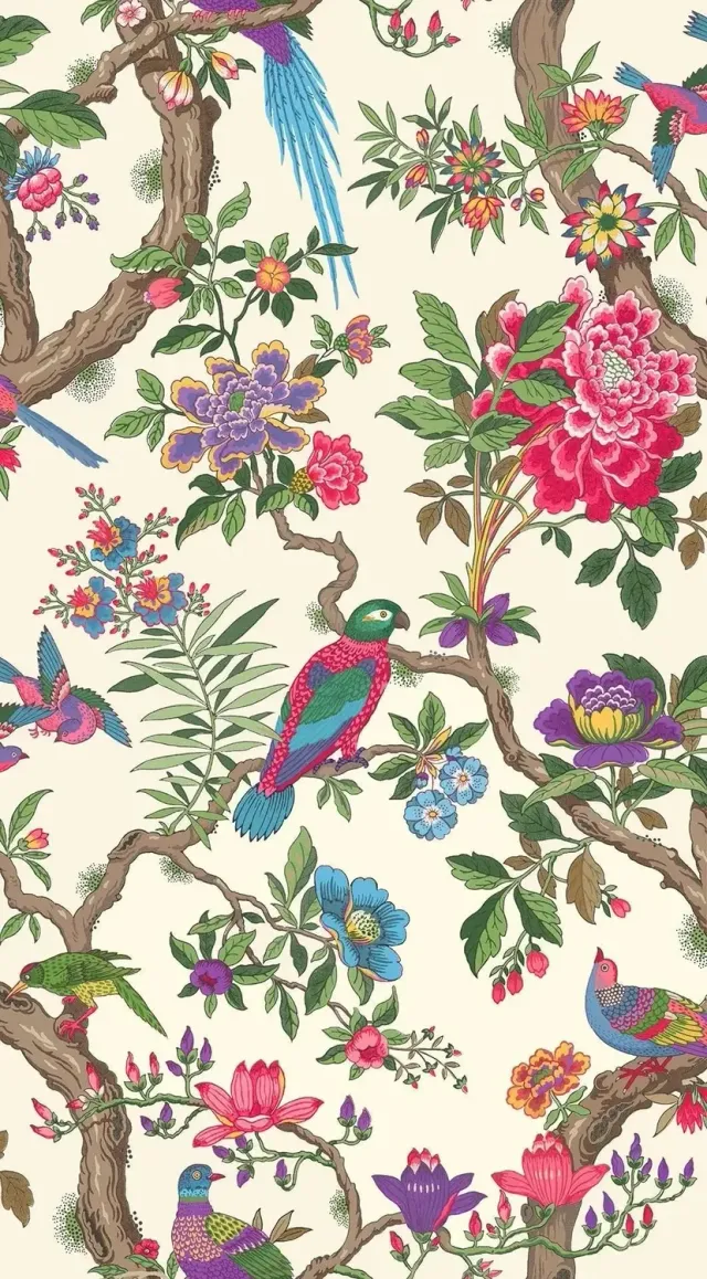 Cole & Son Fontainebleau Tapete Lebensbaum mit Vögeln