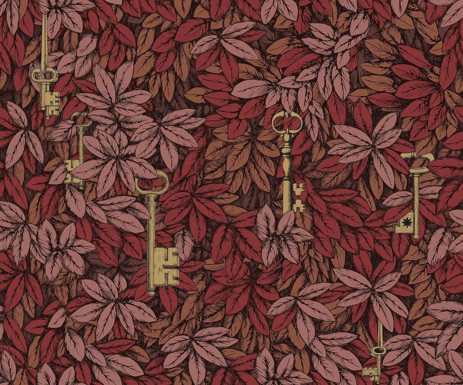 Cole & Son Fornasetti Chiavi Segrete Tapetenmuster Blättermotiv