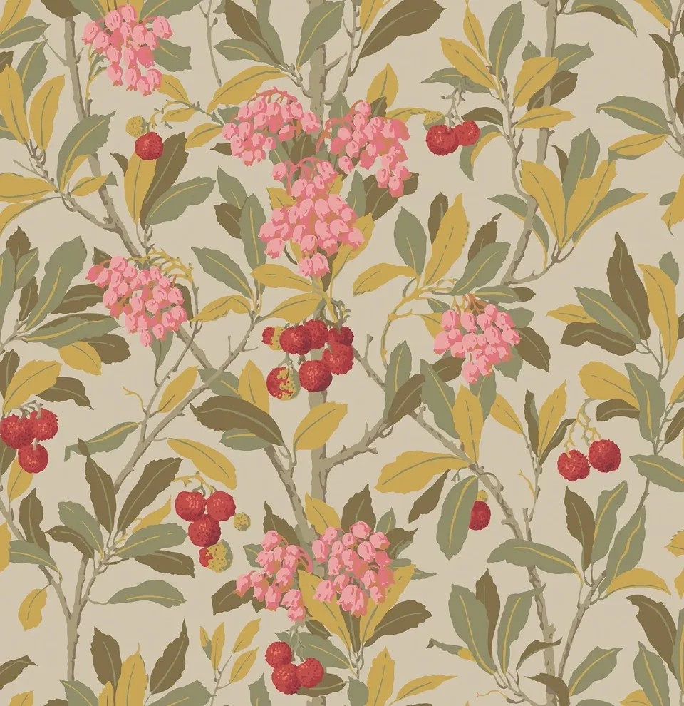 Cole&Son Strawberry Tree Tapete Blockdruck Laubmotiv