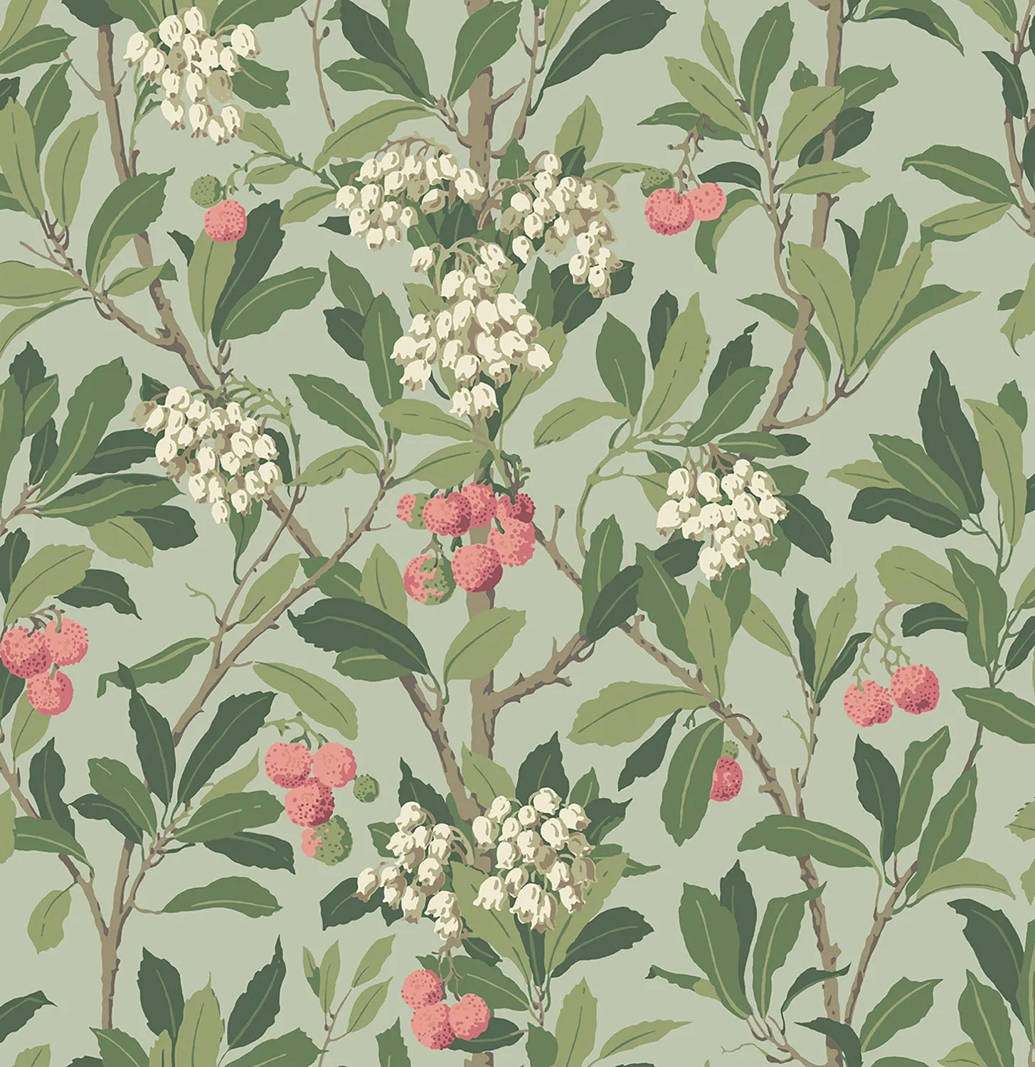 Cole&Son Strawberry Tree Tapete Blockdruck Laubmotiv
