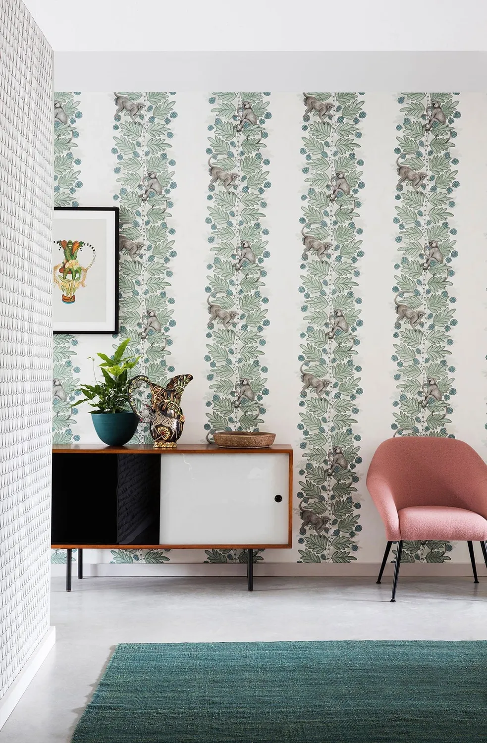 Cole & Son Acacia Tapetenmuster Streifen Affen