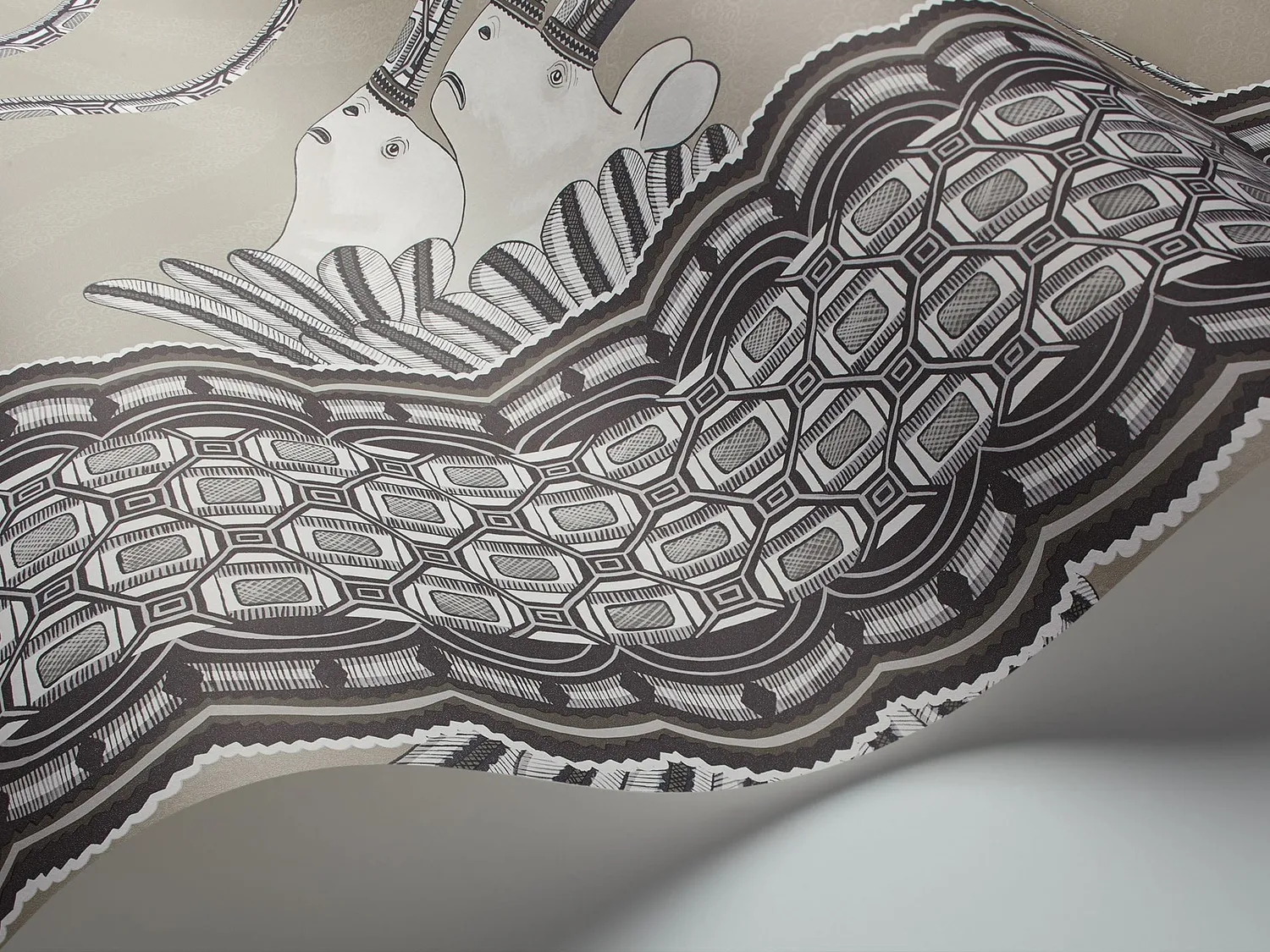 Cole & Son Jabu Tapetenmuster Streifen Nashorn