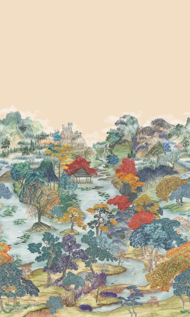 Cole & Son Pavilion Tapetenprobe Gartenmotiv