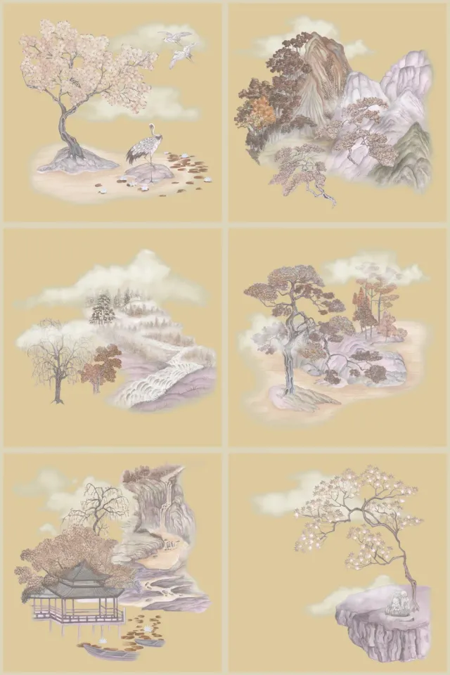 Cole & Son Tile Toile Gilded Tapete Kachel-Optik